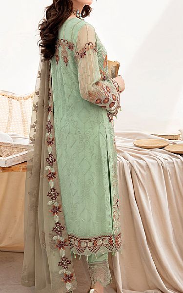 Ramsha Mint Green Chiffon Suit | Pakistani Embroidered Chiffon Dresses- Image 2