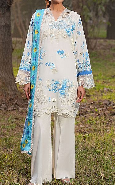 Ramsha Off-white Lawn Suit | Pakistani Lawn Dress in USA- Image 1