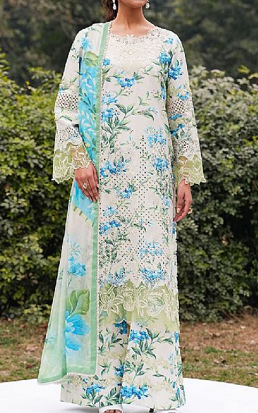 Ramsha Off-white Lawn Suit | Pakistani Lawn Dress in USA- Image 1