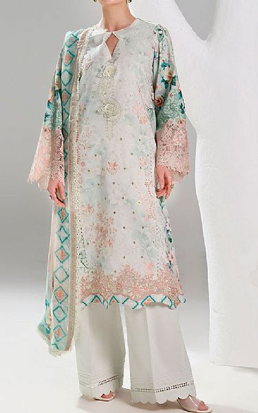 Ramsha Light Grey Lawn Suit | Pakistani Lawn Dress in USA- Image 1