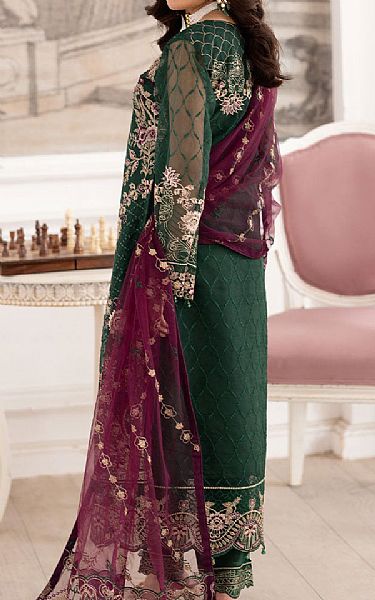 Ramsha Green Organza Suit | Pakistani Embroidered Chiffon Dresses USA- Image 2