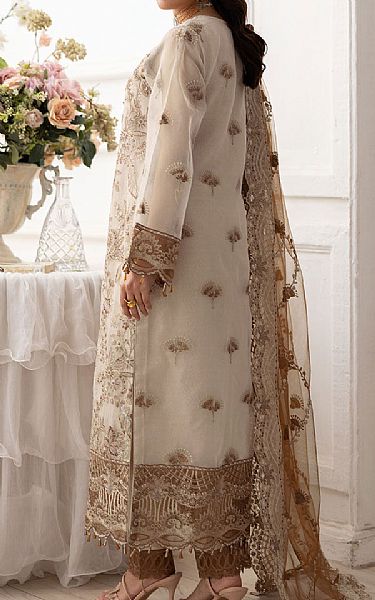 Ramsha Ivory Organza Suit | Pakistani Embroidered Chiffon Dresses USA- Image 2