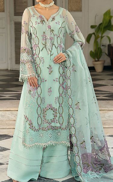 Ramsha Mint Green Chiffon Suit | Pakistani Embroidered Chiffon Dresses USA- Image 1