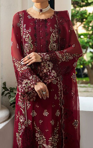 Ramsha Wine Chiffon Suit | Pakistani Embroidered Chiffon Dresses USA- Image 2