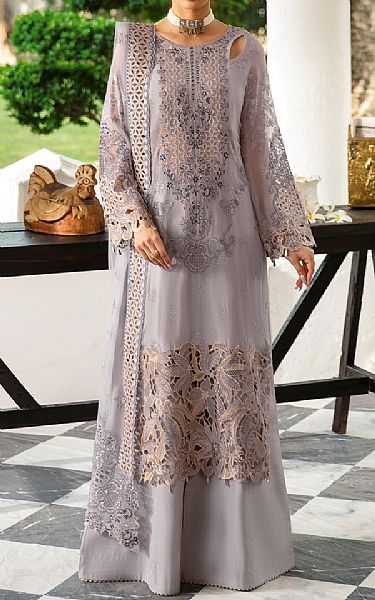 Ramsha Grey Chiffon Suit | Pakistani Embroidered Chiffon Dresses USA- Image 1