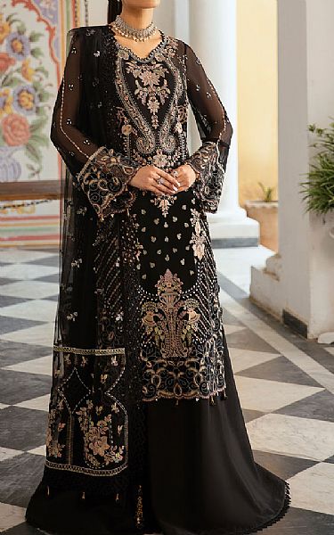 Ramsha Black Chiffon Suit | Pakistani Embroidered Chiffon Dresses USA- Image 1