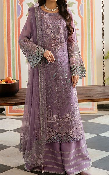 Ramsha Lavender Chiffon Suit | Pakistani Embroidered Chiffon Dresses USA- Image 1
