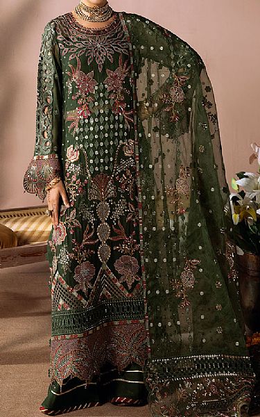 Ramsha Green Chiffon Suit | Pakistani Embroidered Chiffon Dresses USA- Image 1
