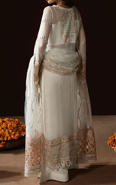 Ramsha White Chiffon Suit | Pakistani Embroidered Chiffon Dresses USA- Image 2