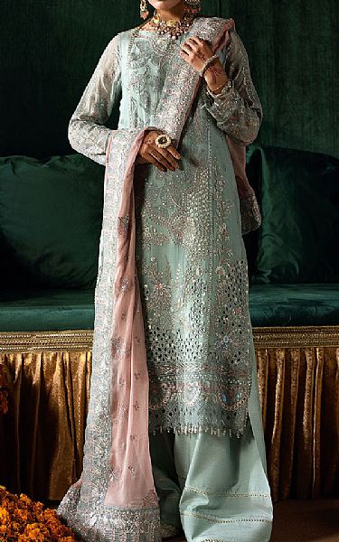 Ramsha Pastel Green Chiffon Suit | Pakistani Embroidered Chiffon Dresses USA- Image 1