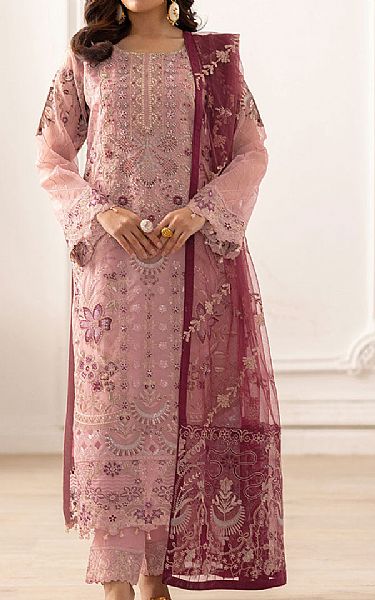 Ramsha Pink Organza Suit | Pakistani Embroidered Chiffon Dresses USA- Image 1
