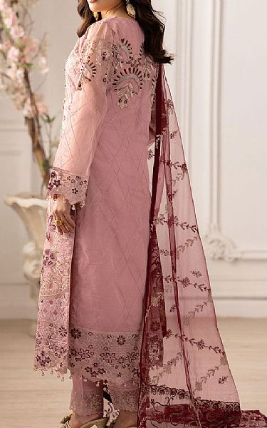 Ramsha Pink Organza Suit | Pakistani Embroidered Chiffon Dresses USA- Image 2