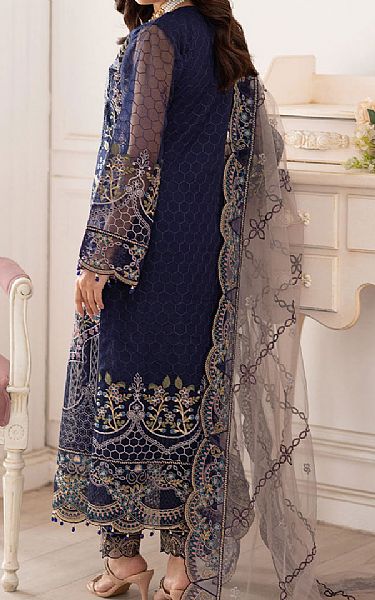Ramsha Navy Blue Organza Suit | Pakistani Embroidered Chiffon Dresses USA- Image 2