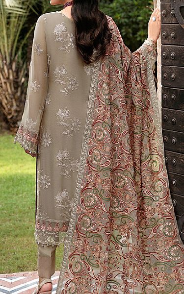 Ramsha Pale Oyster Chiffon Suit | Pakistani Embroidered Chiffon Dresses- Image 2