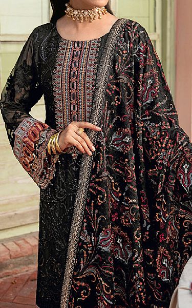 Ramsha Black Chiffon Suit | Pakistani Embroidered Chiffon Dresses- Image 3