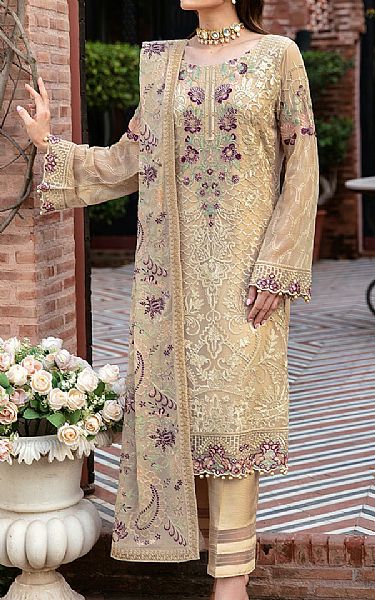 Ramsha Rodeo Dust Chiffon Suit | Pakistani Embroidered Chiffon Dresses- Image 1