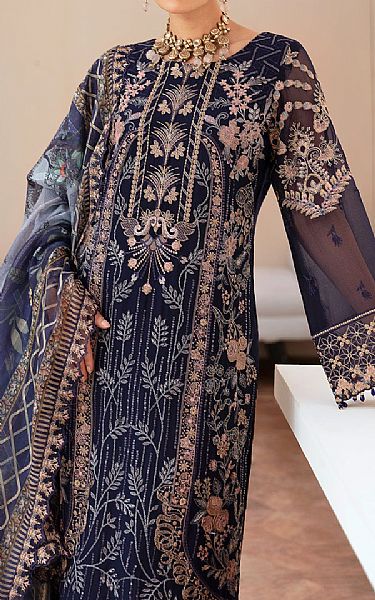 Ramsha Navy Blue Chiffon Suit | Pakistani Embroidered Chiffon Dresses USA- Image 3