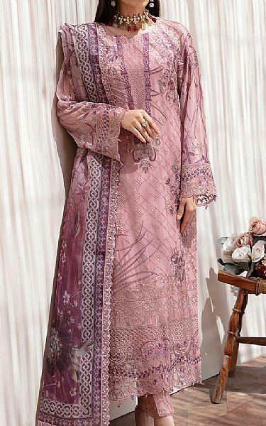 Ramsha Pink Chiffon Suit | Pakistani Embroidered Chiffon Dresses USA- Image 1