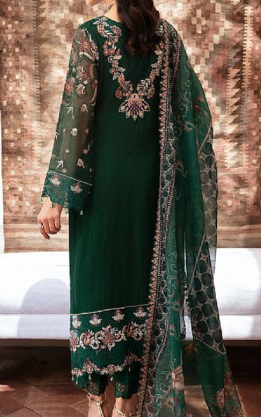Ramsha Bottle Green Chiffon Suit | Pakistani Embroidered Chiffon Dresses USA- Image 2