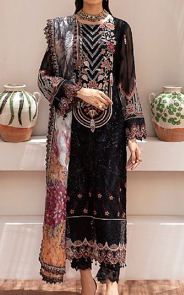 Ramsha Black Chiffon Suit | Pakistani Embroidered Chiffon Dresses USA- Image 1