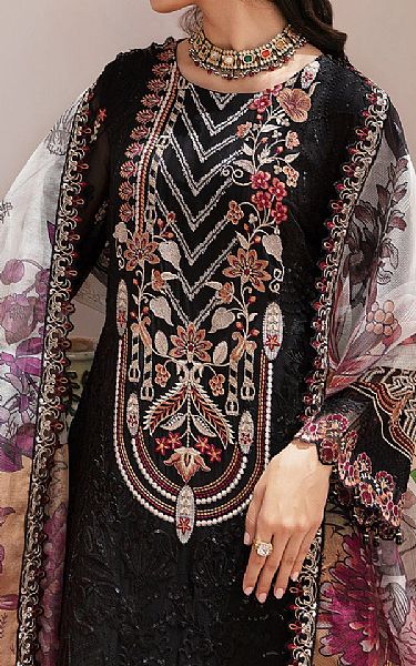 Ramsha Black Chiffon Suit | Pakistani Embroidered Chiffon Dresses USA- Image 3
