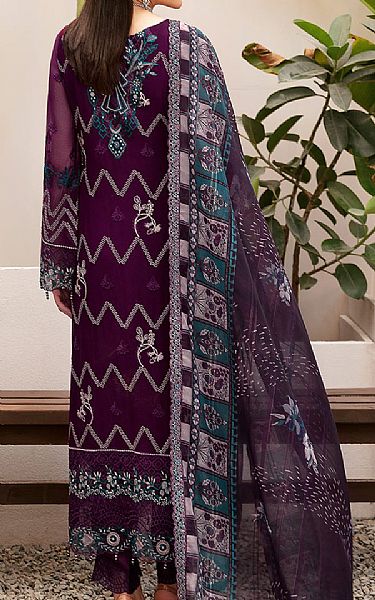 Ramsha Egg Plant Chiffon Suit | Pakistani Embroidered Chiffon Dresses USA- Image 2