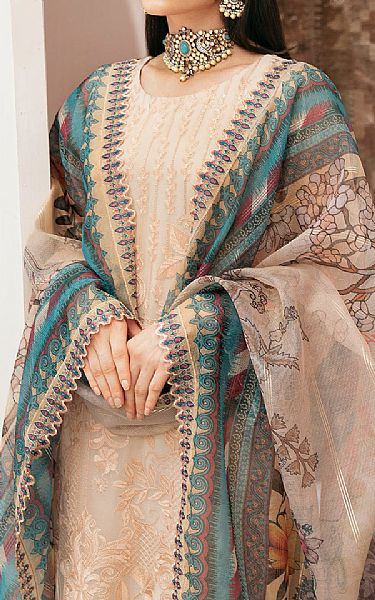 Ramsha Desert Sand Chiffon Suit | Pakistani Embroidered Chiffon Dresses USA- Image 3