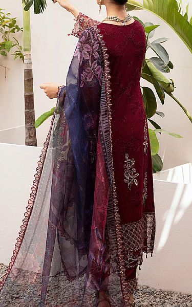 Ramsha Maroon Chiffon Suit | Pakistani Embroidered Chiffon Dresses USA- Image 2