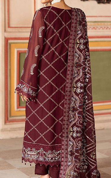 Ramsha Maroon Chiffon Suit | Pakistani Embroidered Chiffon Dresses USA- Image 2