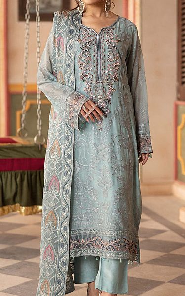 Ramsha Sea Mist Chiffon Suit | Pakistani Embroidered Chiffon Dresses USA- Image 1