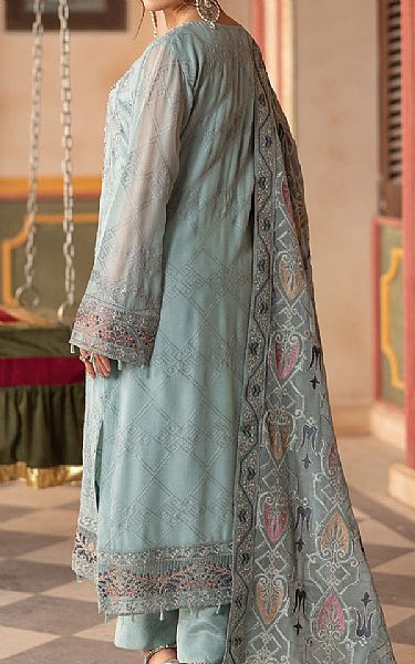 Ramsha Sea Mist Chiffon Suit | Pakistani Embroidered Chiffon Dresses USA- Image 2