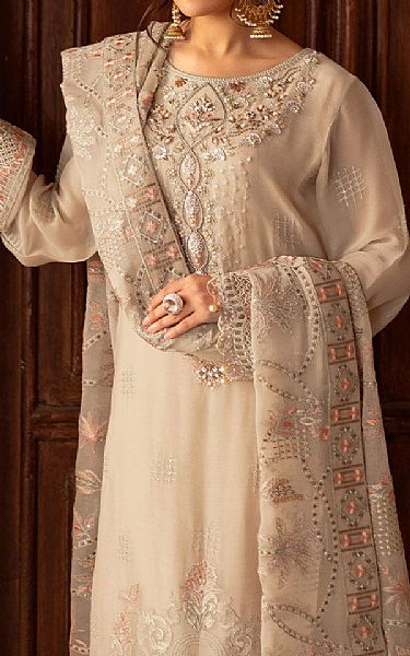 Ramsha Beige Chiffon Suit | Pakistani Embroidered Chiffon Dresses USA- Image 3