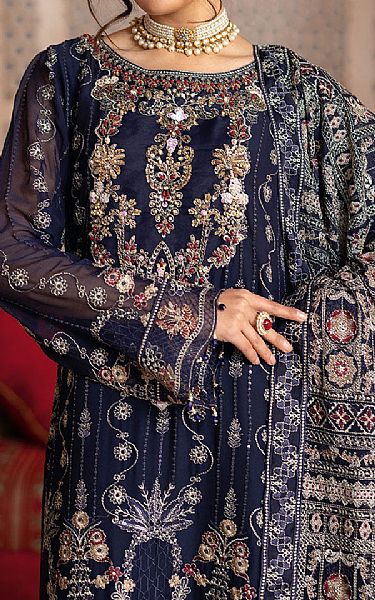 Ramsha Navy Blue Chiffon Suit | Pakistani Embroidered Chiffon Dresses USA- Image 3