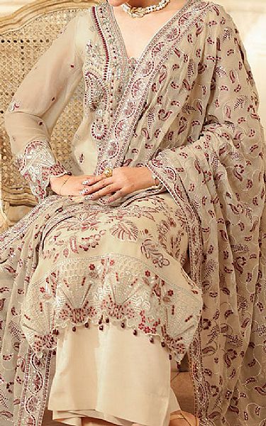 Ramsha Beige Chiffon Suit | Pakistani Embroidered Chiffon Dresses USA- Image 3