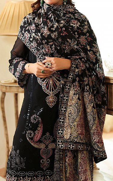 Ramsha Black Chiffon Suit | Pakistani Embroidered Chiffon Dresses USA- Image 3