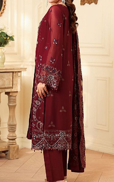 Ramsha Maroon Chiffon Suit | Pakistani Embroidered Chiffon Dresses USA- Image 2