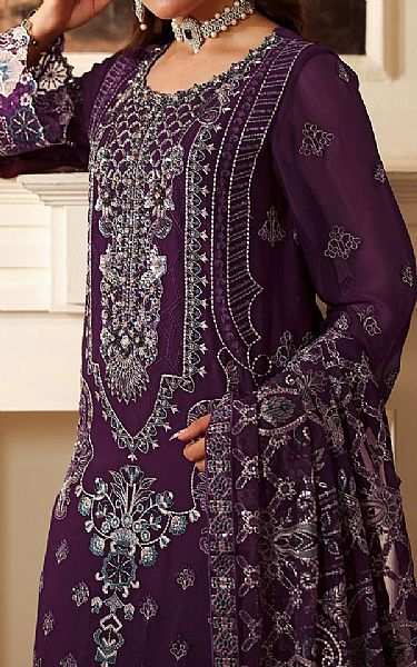Ramsha Eggplant Chiffon Suit | Pakistani Embroidered Chiffon Dresses USA- Image 3