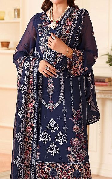 Ramsha Navy Blue Chiffon Suit | Pakistani Embroidered Chiffon Dresses USA- Image 3
