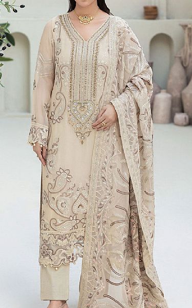 Ramsha Ivory Chiffon Suit | Pakistani Embroidered Chiffon Dresses USA- Image 1
