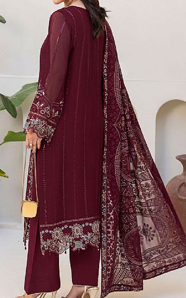 Ramsha Magenta Chiffon Suit | Pakistani Embroidered Chiffon Dresses USA- Image 2