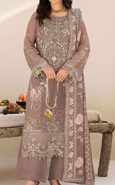Ramsha Dusty Pink Chiffon Suit | Pakistani Embroidered Chiffon Dresses USA- Image 1