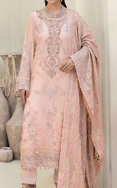 Ramsha Pink Chiffon Suit | Pakistani Embroidered Chiffon Dresses USA- Image 1