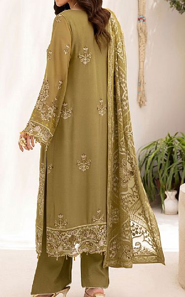Ramsha Olive Chiffon Suit | Pakistani Embroidered Chiffon Dresses USA- Image 2