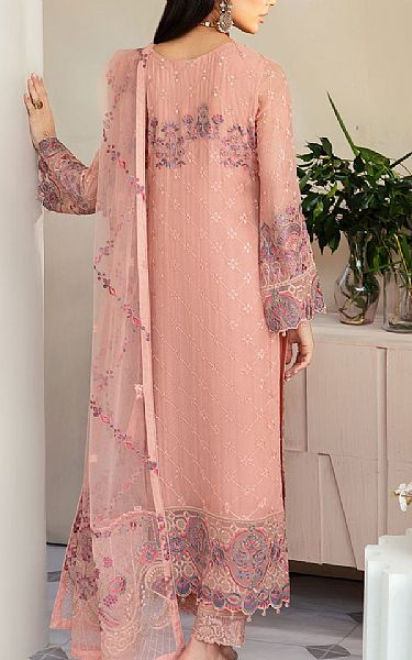 Ramsha Salmon Pink Chiffon Suit | Pakistani Embroidered Chiffon Dresses USA- Image 2