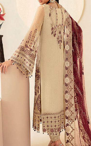 Ramsha Ivory Chiffon Suit | Pakistani Embroidered Chiffon Dresses USA- Image 2