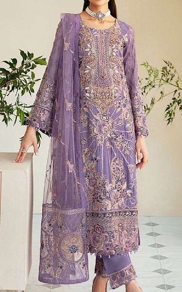 Ramsha Lavender Chiffon Suit | Pakistani Embroidered Chiffon Dresses USA- Image 1