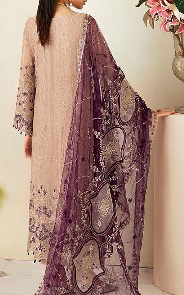 Ramsha Pale Taupe Chiffon Suit | Pakistani Embroidered Chiffon Dresses USA- Image 2