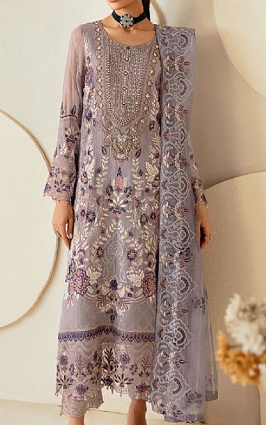 Ramsha Dusty Grey Chiffon Suit | Pakistani Embroidered Chiffon Dresses USA- Image 1