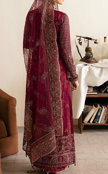 Ramsha Crimson Organza Suit | Pakistani Embroidered Chiffon Dresses USA- Image 2