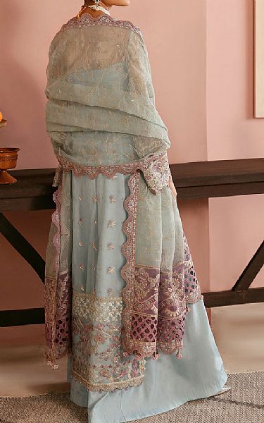 Ramsha Light Turquoise Organza Suit | Pakistani Embroidered Chiffon Dresses USA- Image 2
